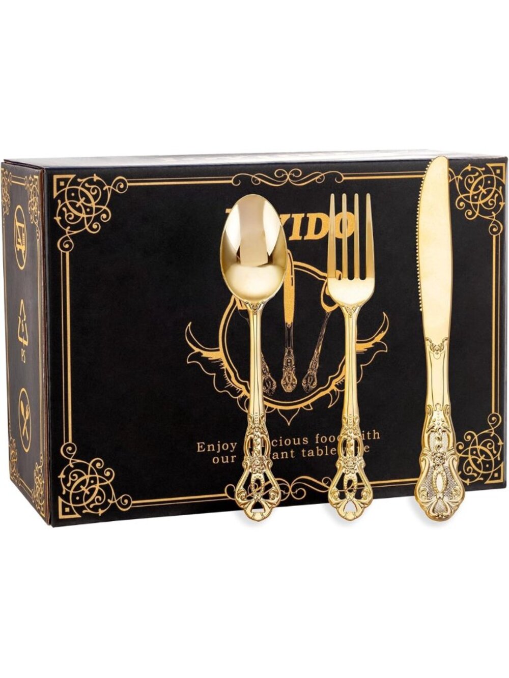 150PCS Gold Plastic Utensils - Elegant Disposable Silverware for Parties